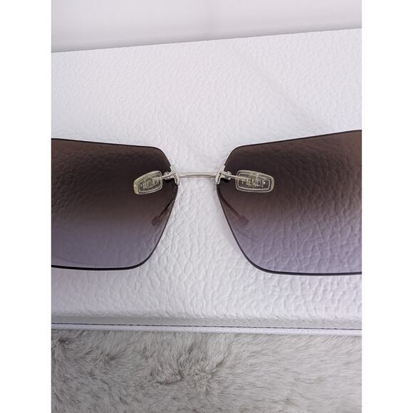 Authentic Fendi Rimless Square Sunglasses FE4082US 16Z 59 15 Palladium/Brown - Picture 5 of 12